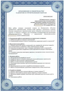 Приложение к свидетельству о допуске к строительным работам Северодвинск СРО в строительстве